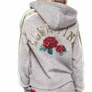 VS PINK lace up Pocket Bling Hoodie